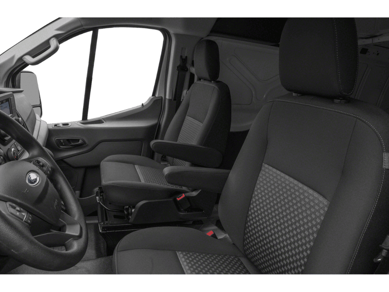 2021 Ford Transit Cargo Van T-150 148" Low Rf 8670 GVWR RWD - Interior Driver's Side with Door Open, Front Seat Feature