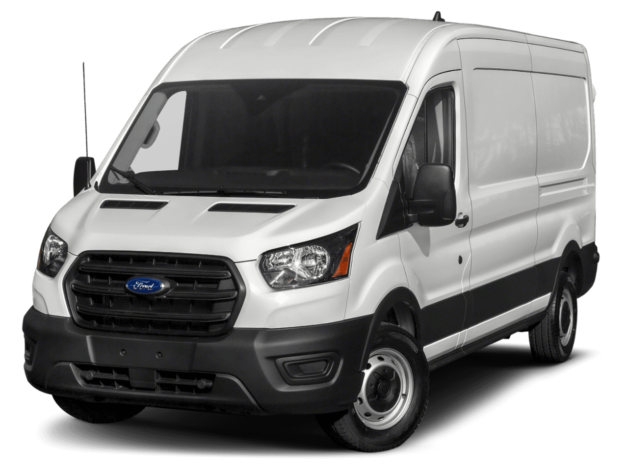 2021 Ford Transit Cargo Van T-350 HD 148" EL Hi Rf 11000 GVWR DRW AWD - Front 3/4, facing to the left