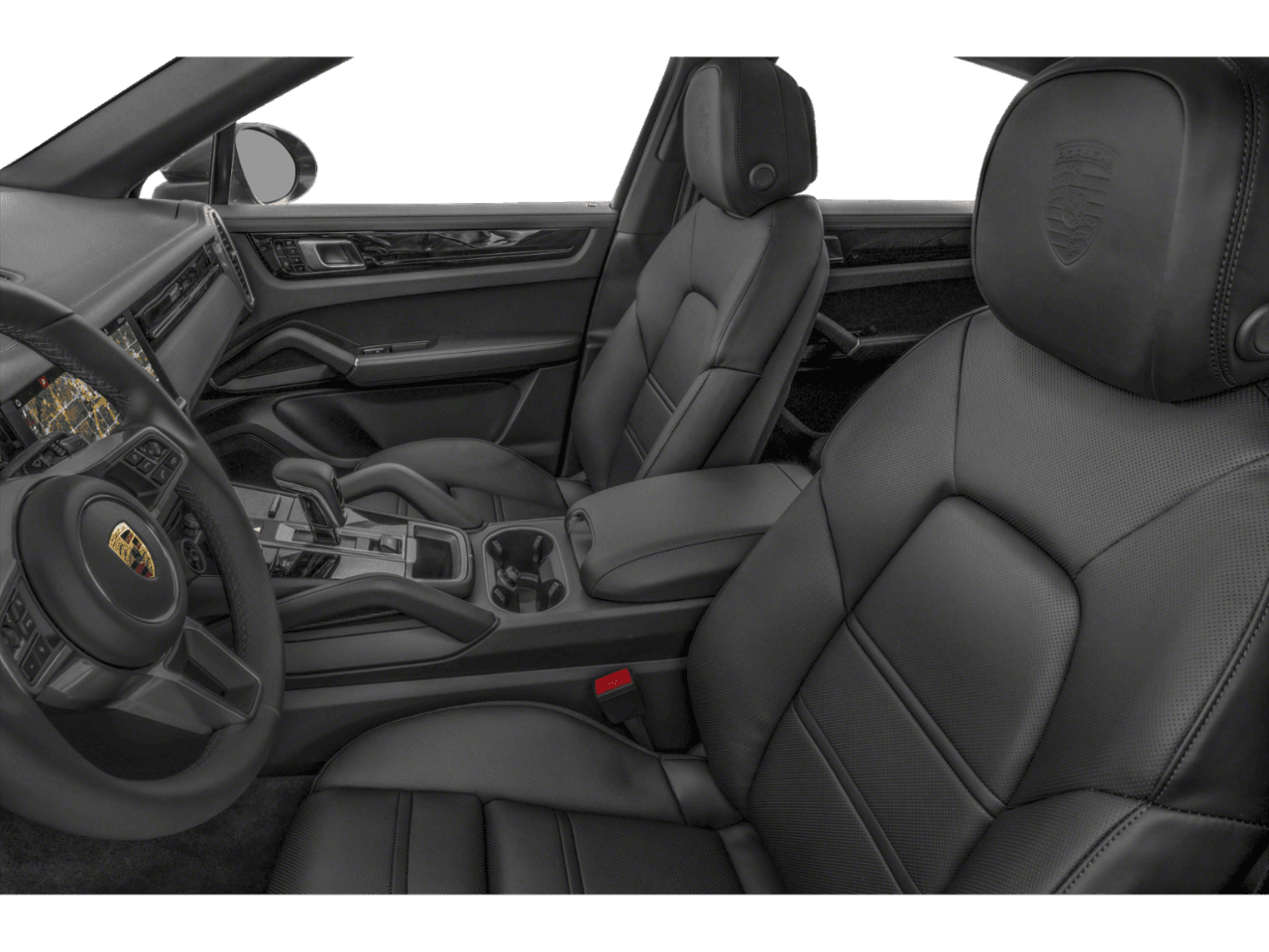 2022 Porsche Cayenne Platinum Edition Hybrid - Interior Driver's Side with Door Open, Front Seat Feature