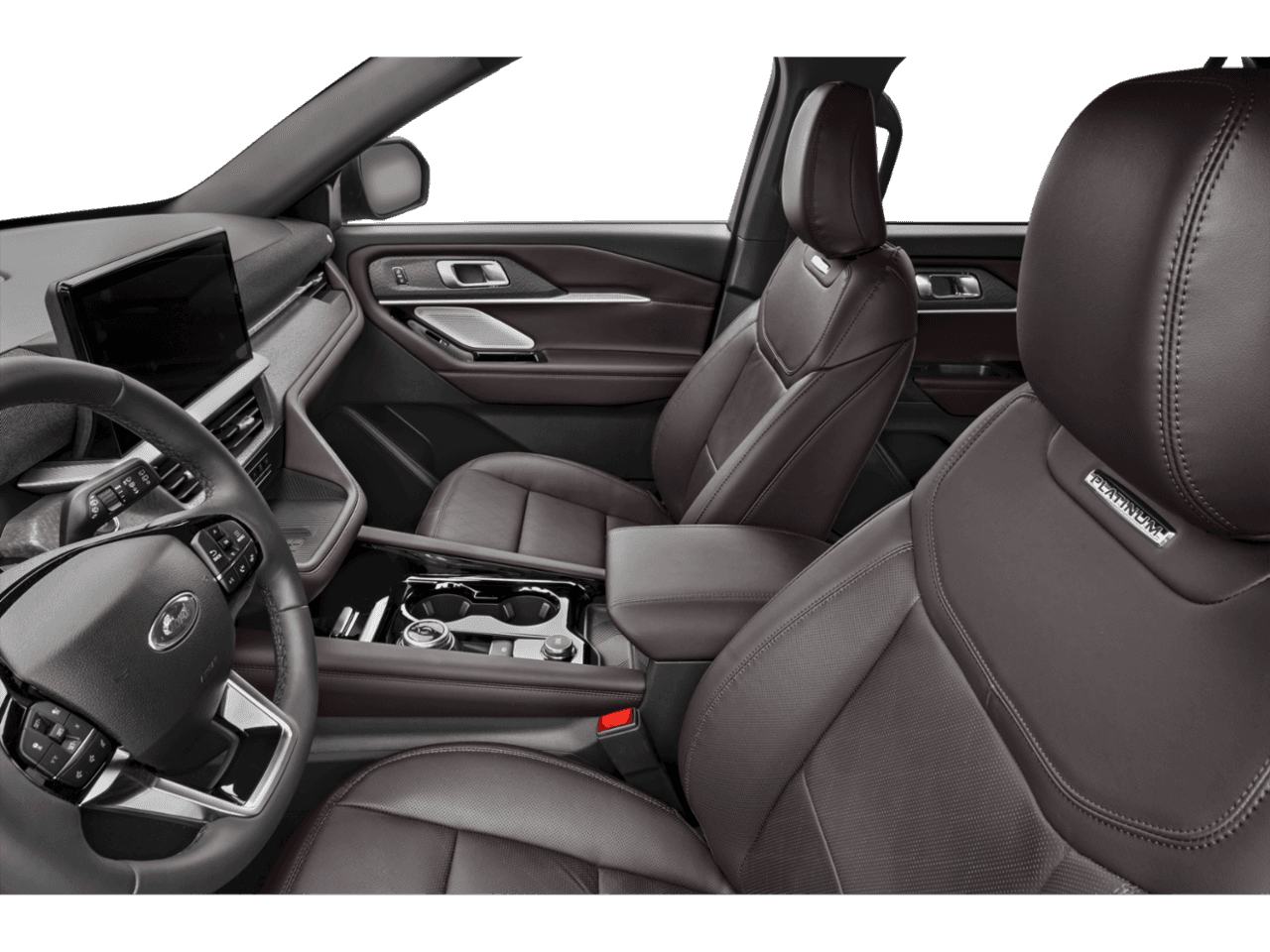 2026 Ford Explorer Platinum - Interior Driver's Side with Door Open, Front Seat Feature